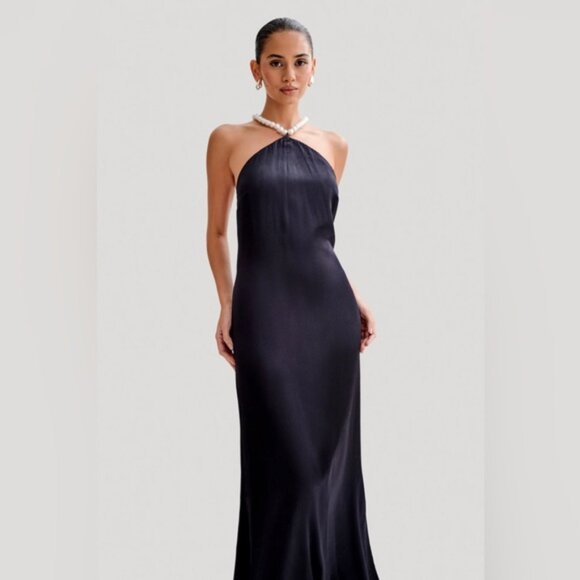 orla halter maxi dress Orla Satin Gown – Urban Muse En